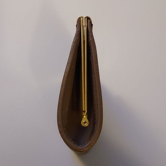 Nina Ricci Vintage kisslock coin purse beige gold canvas and leather - Picture 4 of 10